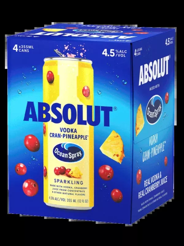 Absolut Vodka & Ocean Spray Cranberry Pineapple RTD 4pk 355mL