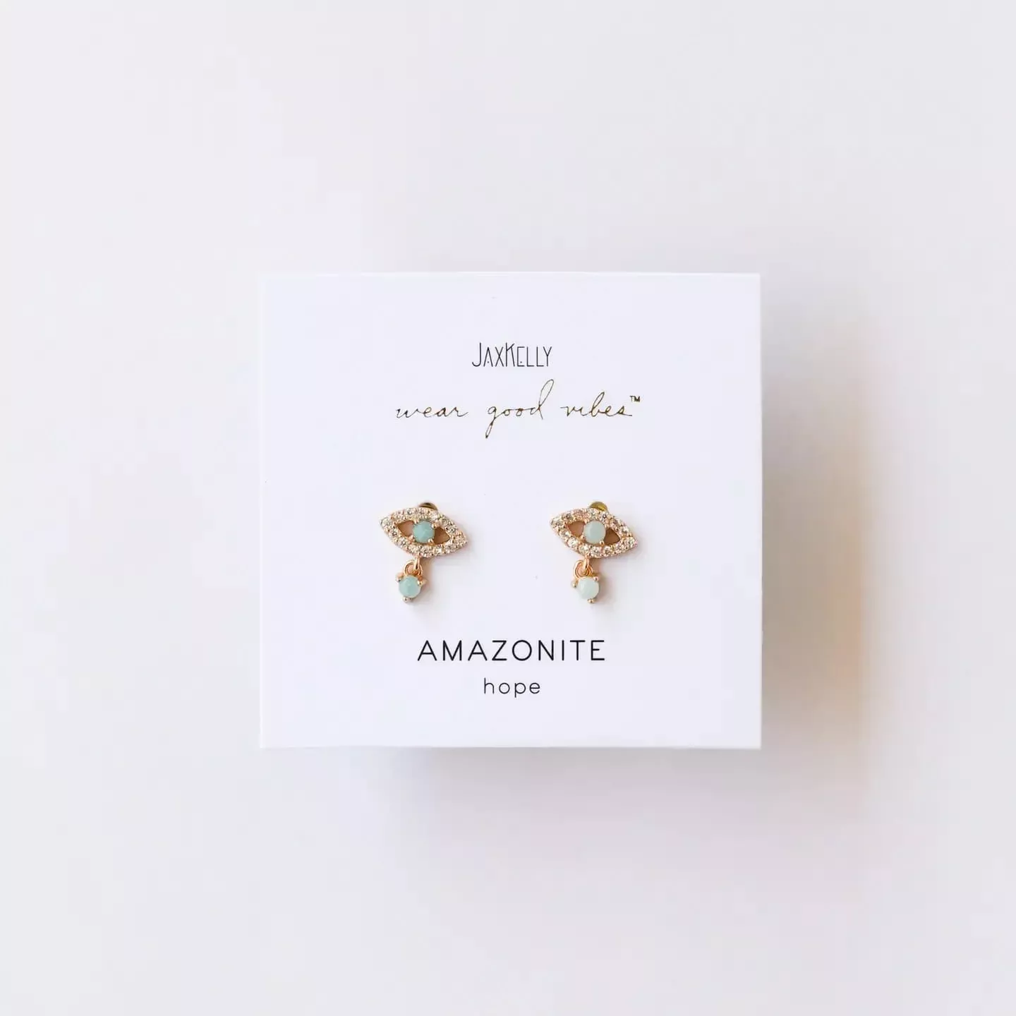 Amazonite Evil Eye Drop Earrings – Gold