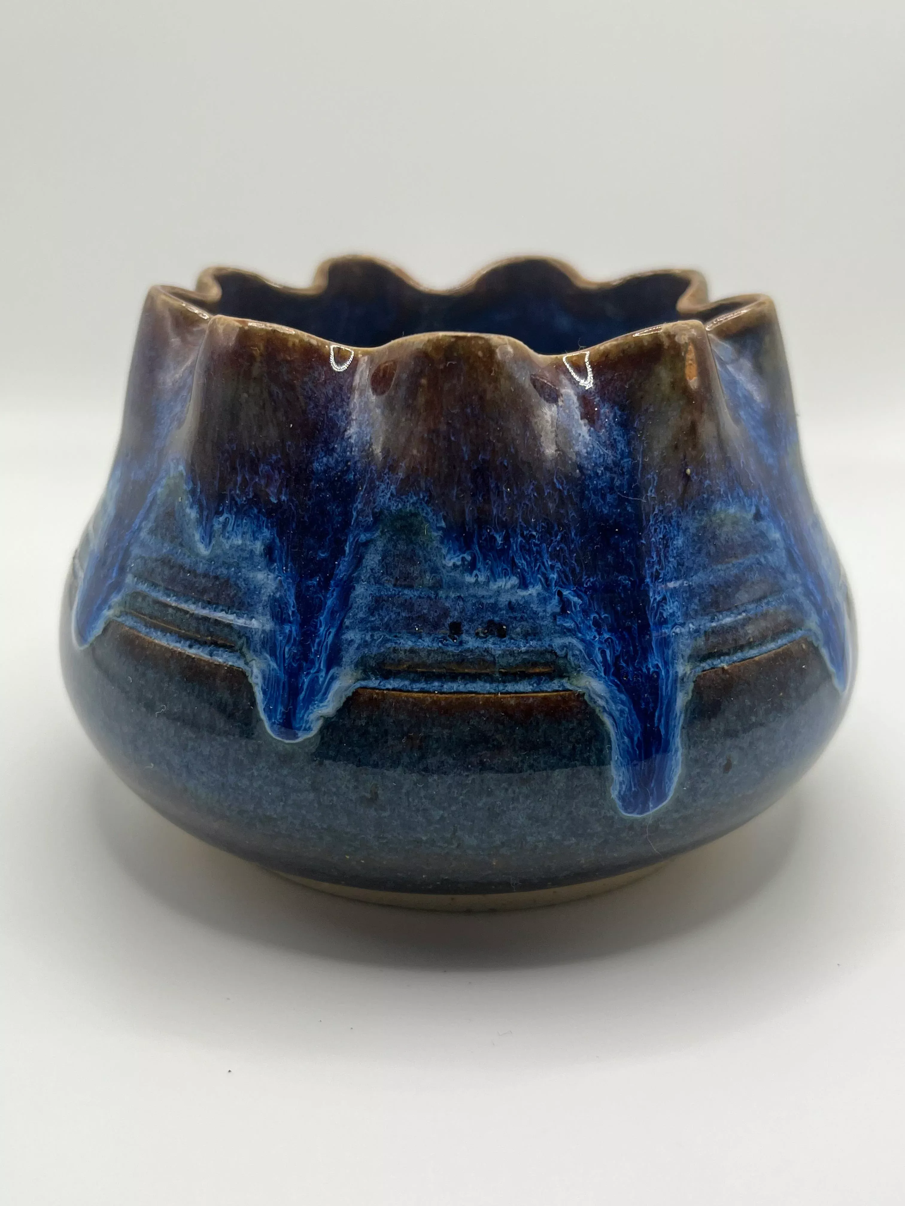 Blue Pinch Top Vase by Mike Teal | Handcrafted Ceramic Art