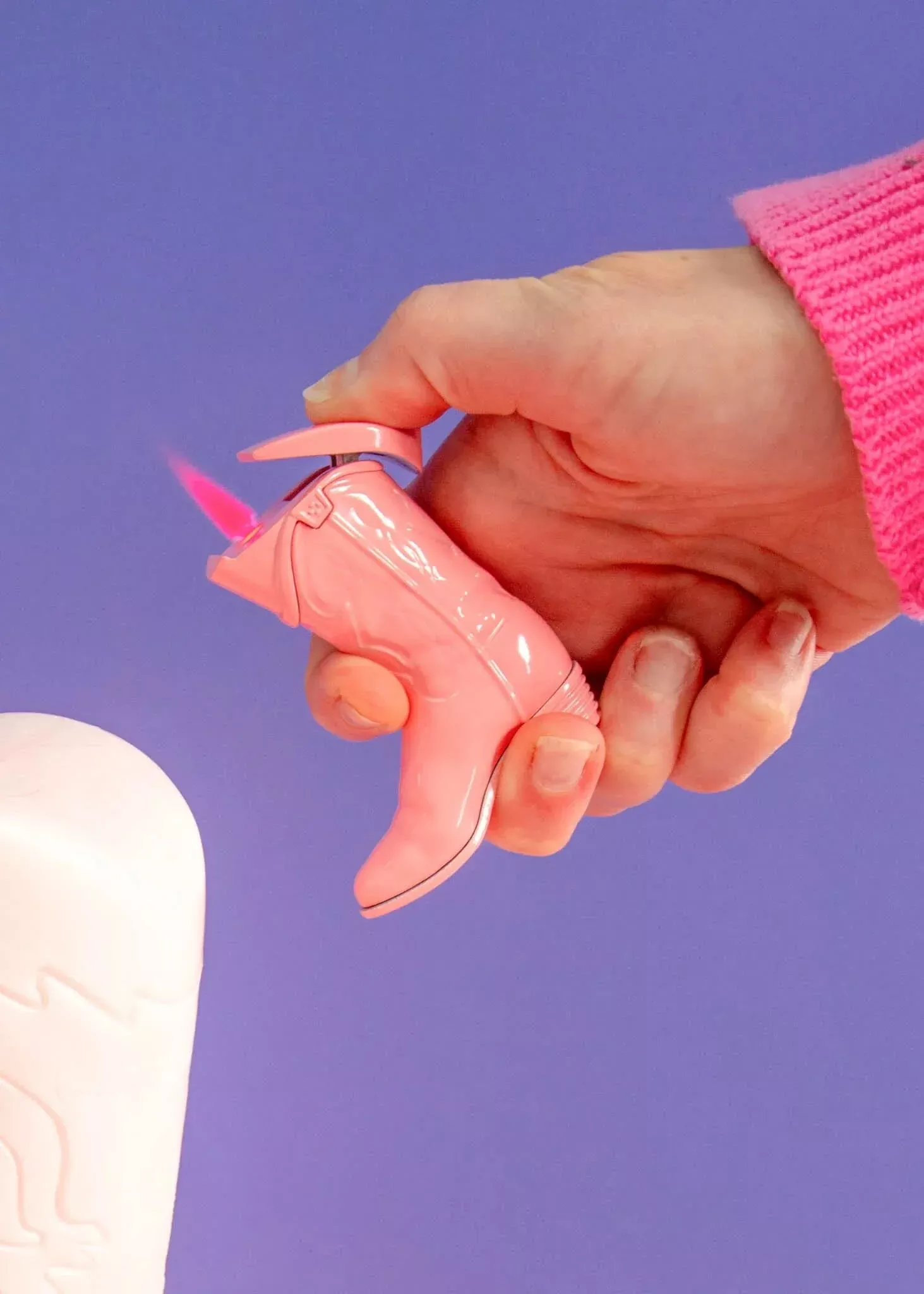 Cowboy Boot Lighter – Refillable Windproof Pink Flame