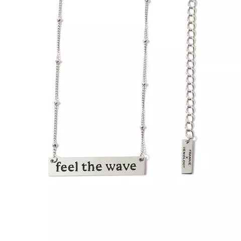 “feel the wave” Silver Bar Pendant Necklace | Frankie Smoke x YENology