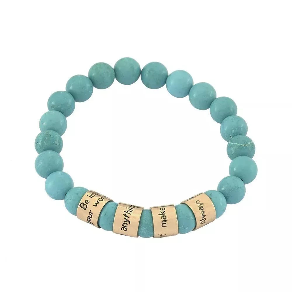 Four Agreements Turquoise Beaded Bracelet | Bronze