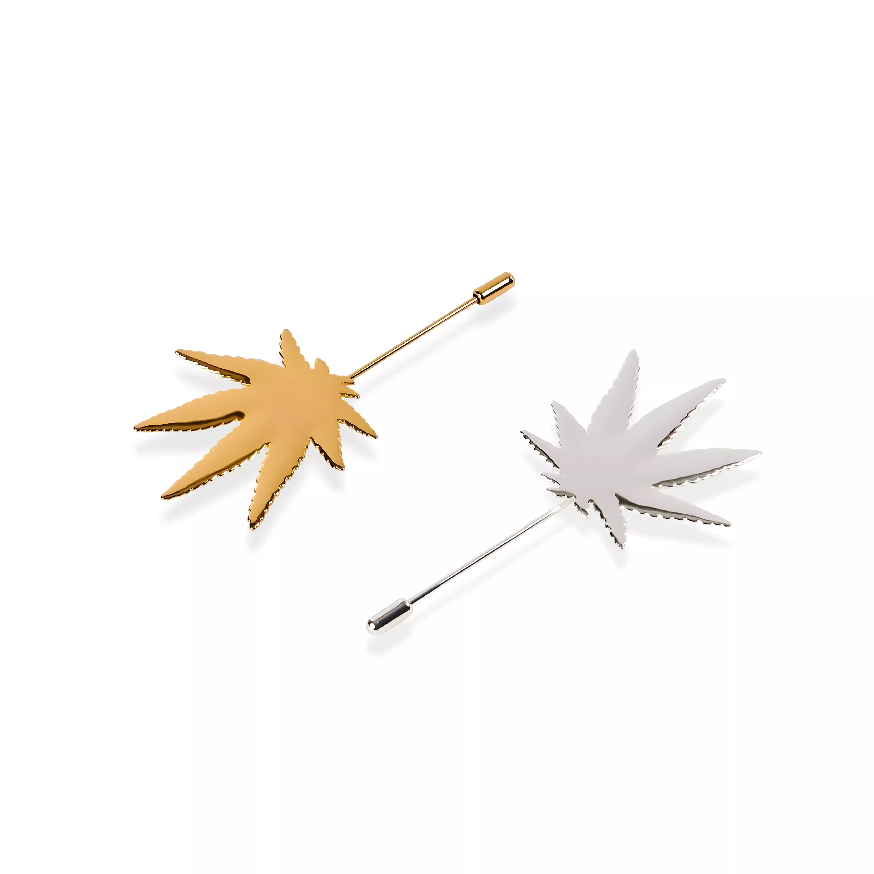 Frankie Smoke Leaf Brooch | Gold & Silver Cannabis Pin