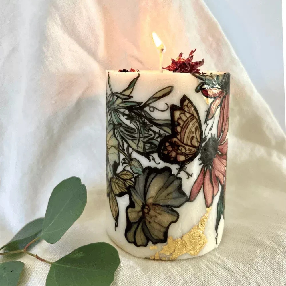 Garden Party, Pillar Candle in Mandarin + Vanilla