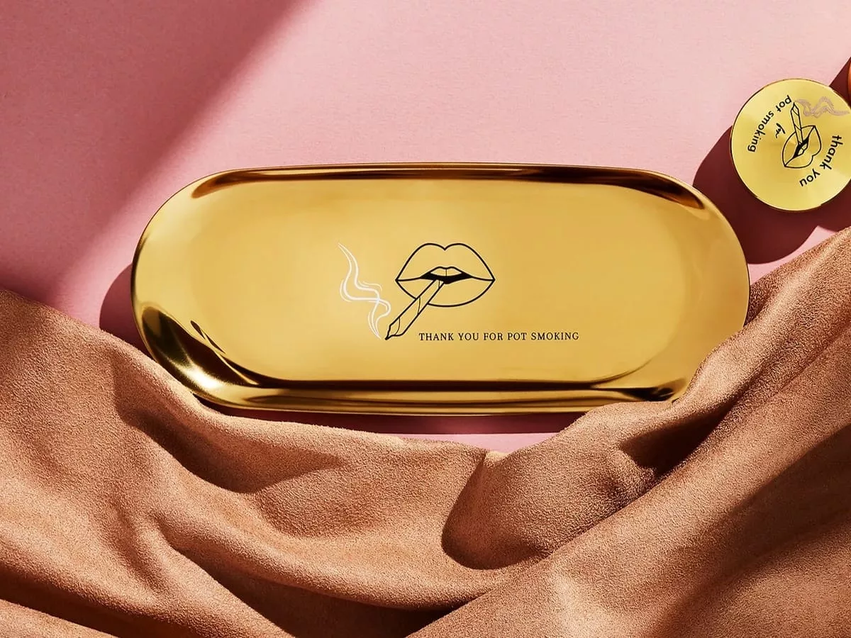 Gold “Thank You For Pot Smoking” Rolling Tray – Rogue Paq