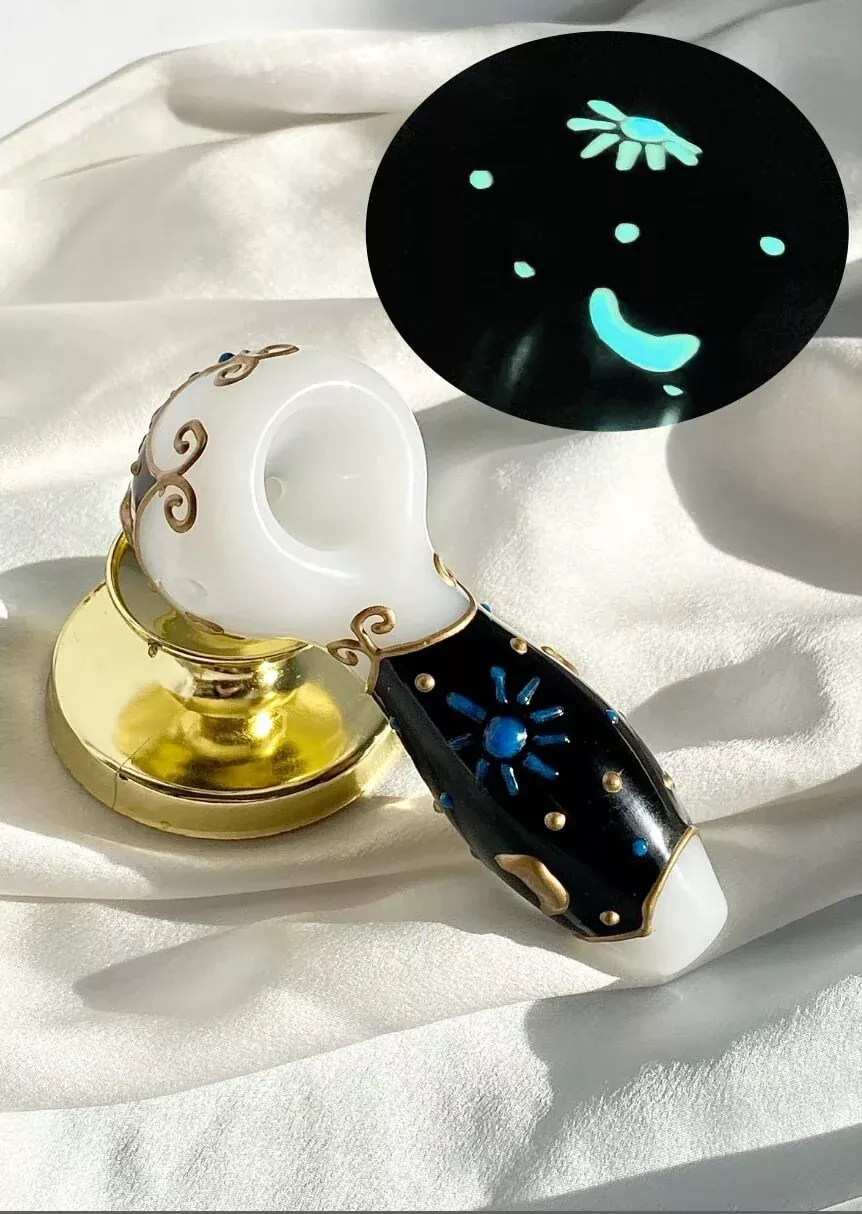 Hand-Painted Celestial Glow-in-the-Dark Pipe