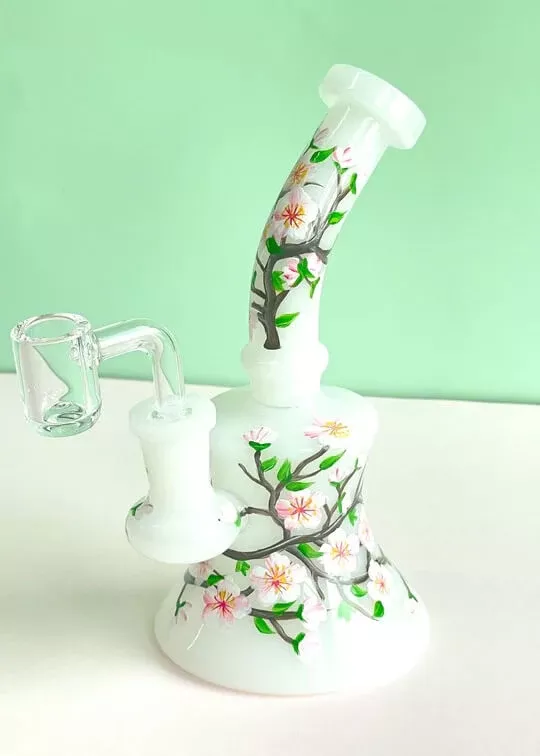 Hand-Painted Cherry Blossom Dab Rig