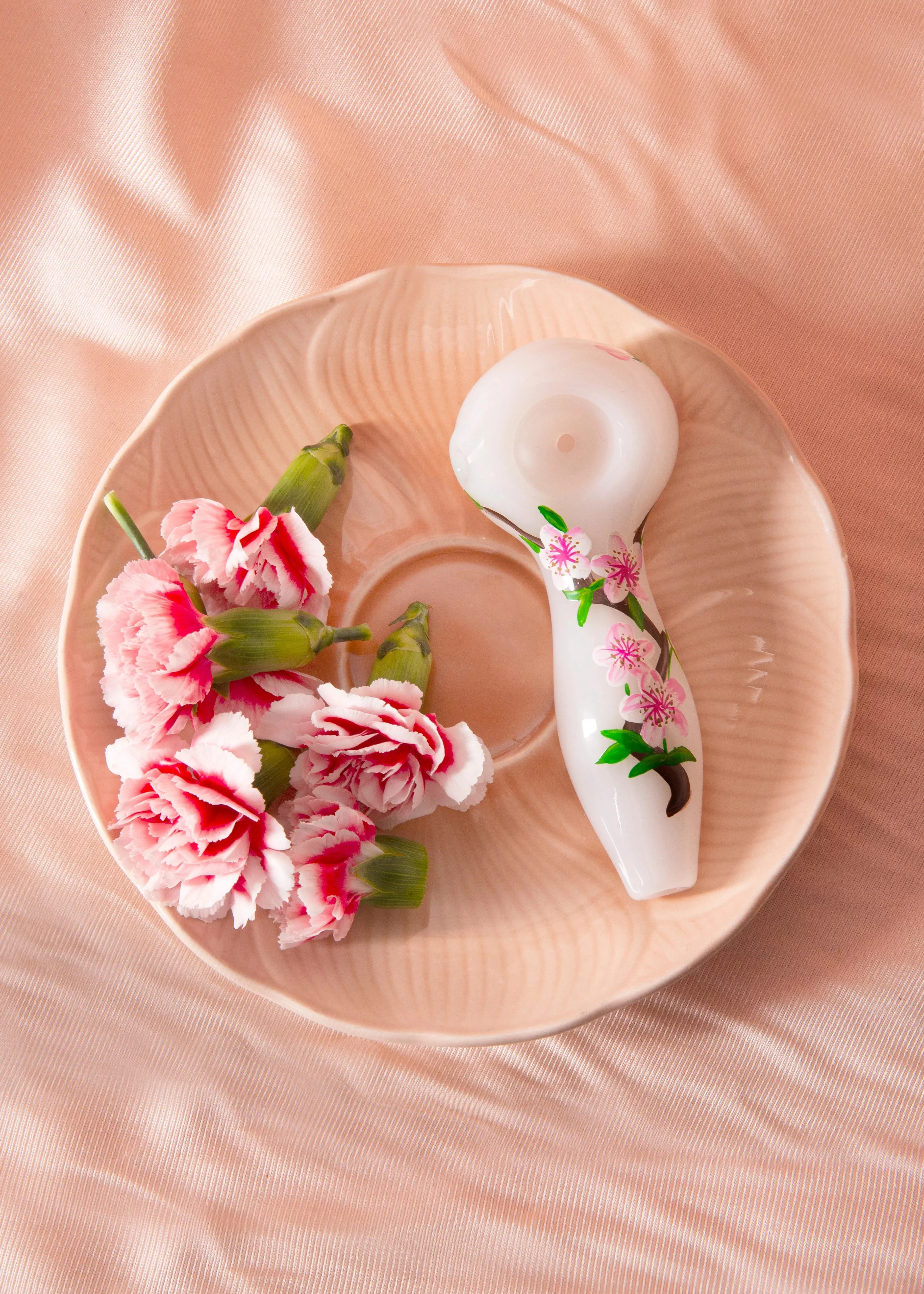 Hand-Painted Cherry Blossom Glass Pipe