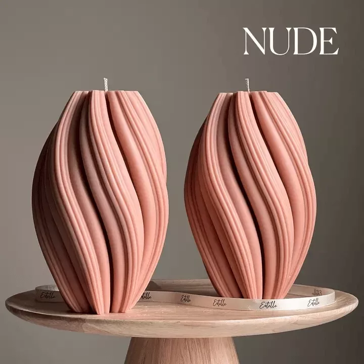 Huge Tall Swirl Candle - Nude Color
