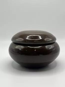 Light Green Swirl Brown Lidded Container – Hand Thrown