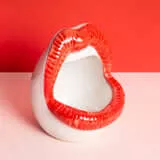 Lips Shaped Ashtray – Ceramic 5” Trinket Dish in Red