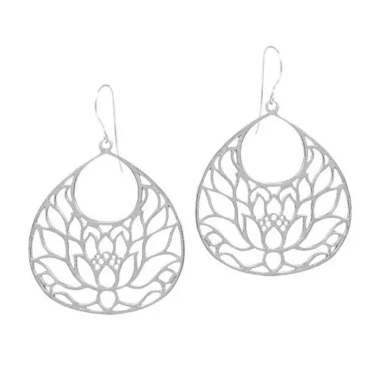 Lotus Flower Earrings (Large) – Silver Symbol of Peace & Transformation