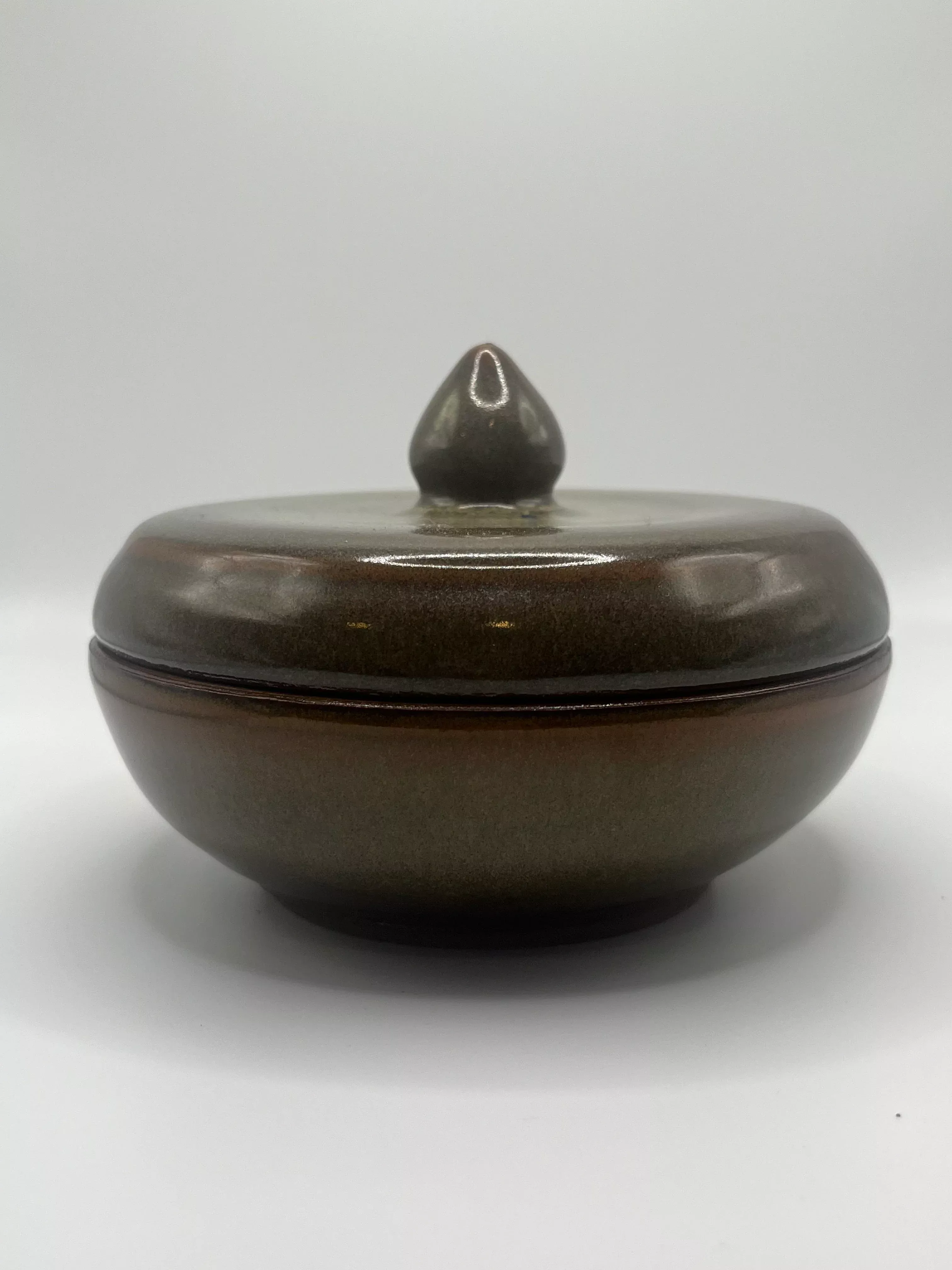 Olive Green Acorn Top Lidded Container