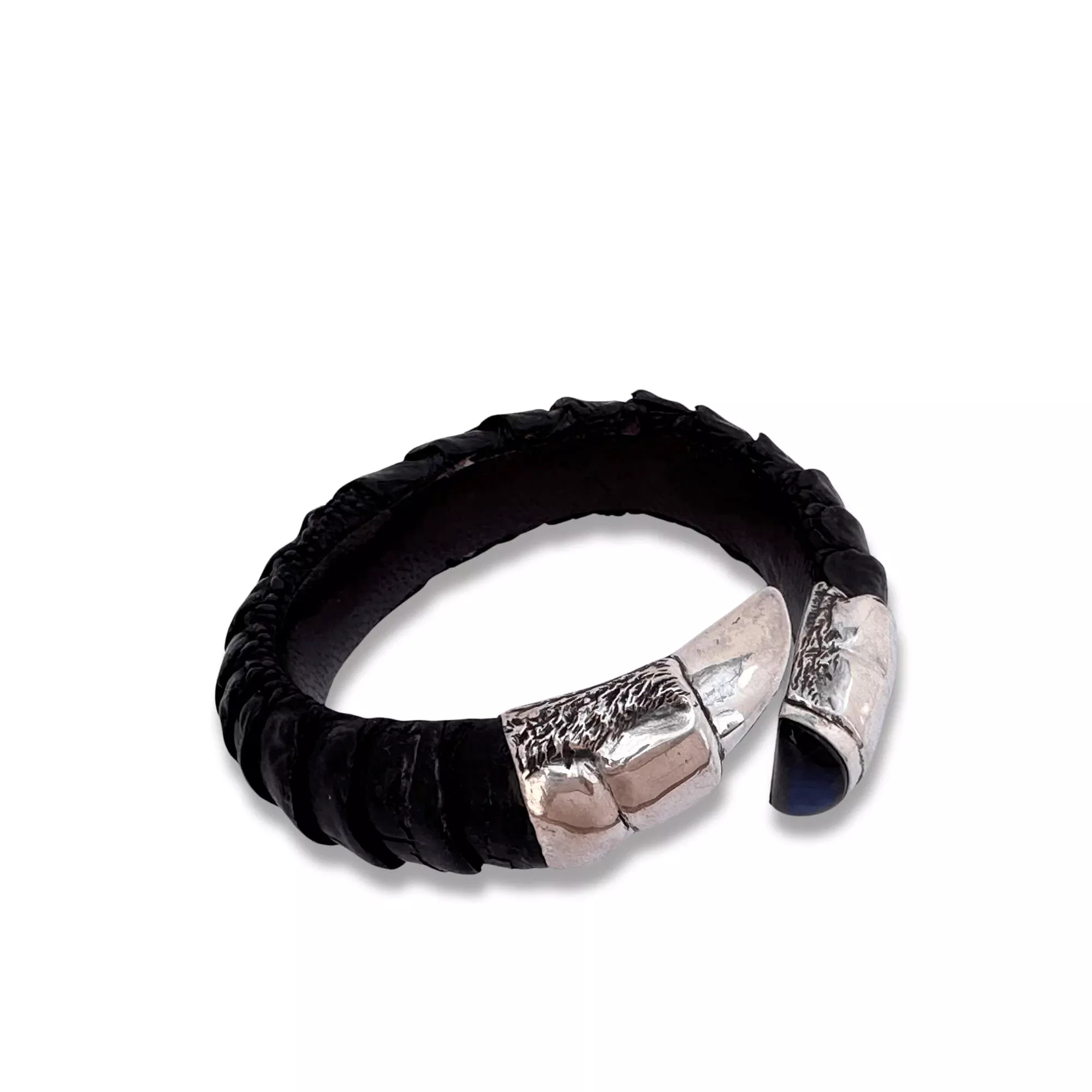 Ostrich Claw Open Cuff Bracelet – Sterling Silver & Labradorite