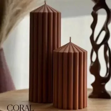 Ribbed Peak Pillar Candles - Set of 2