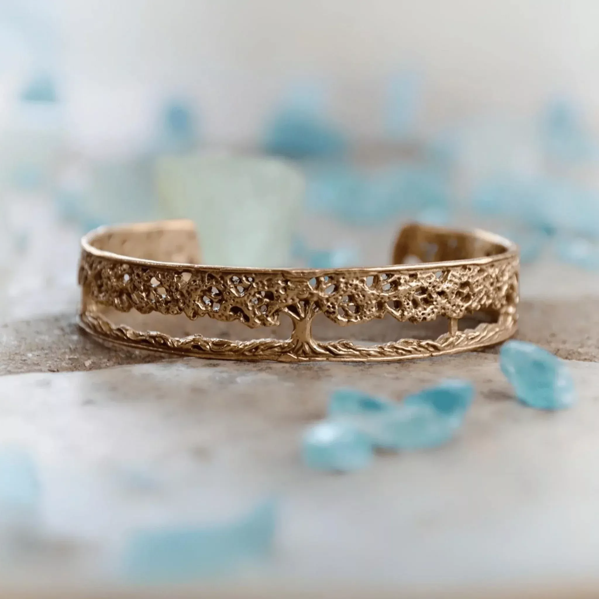 Tree of Life Filigree Cuff Bracelet – Solid Bronze Symbol of Strength & Growth