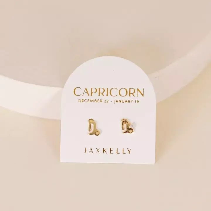 Zodiac Gold Earrings - Capricorn